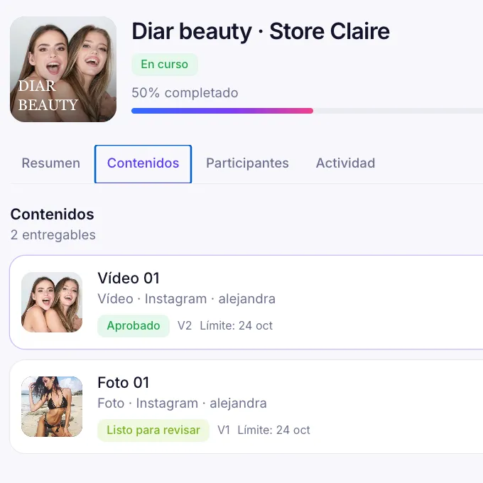Contenidos de una campaña